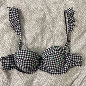 Black and white checkered cactus bikini top
